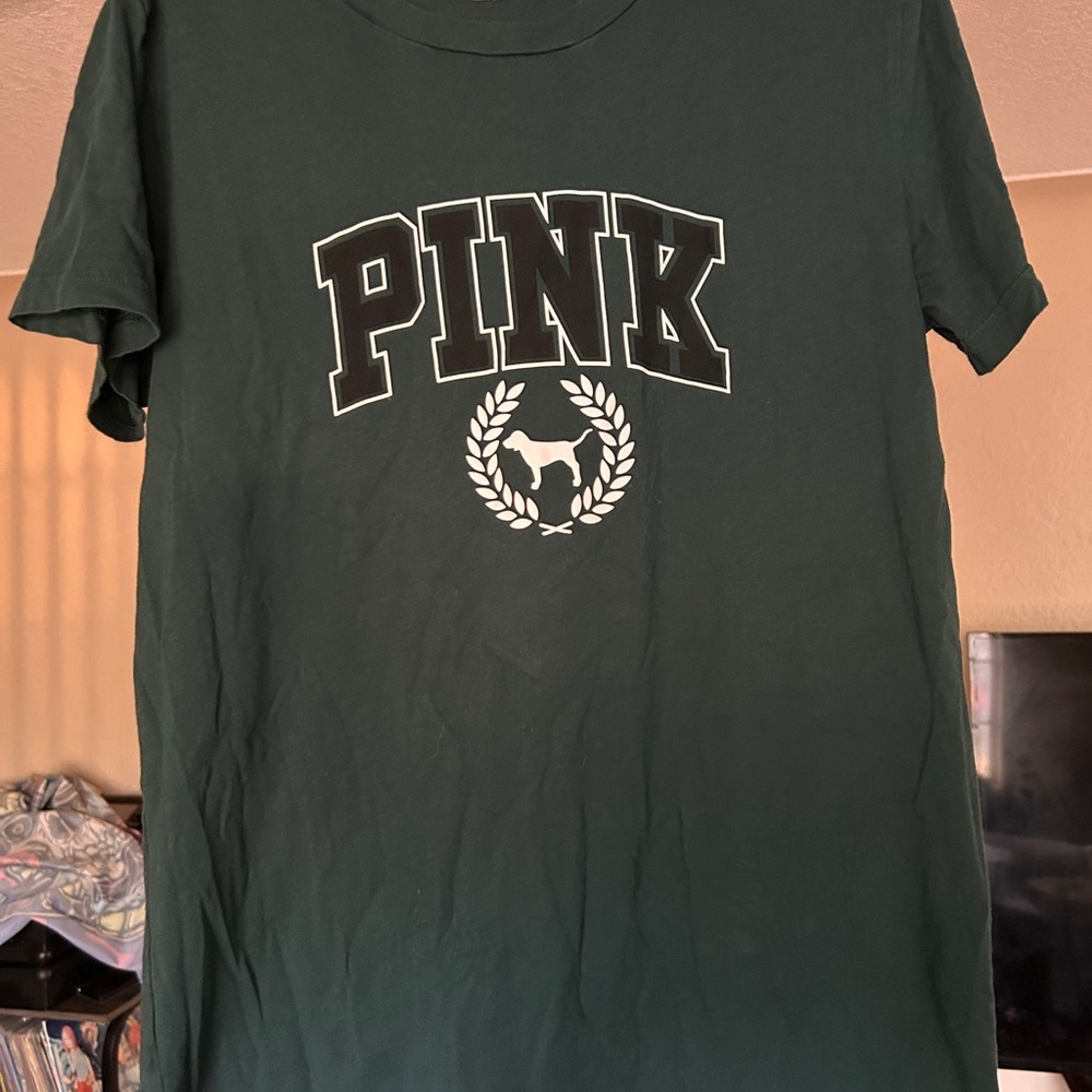 PINK Victoria's Secret Dark green Tee